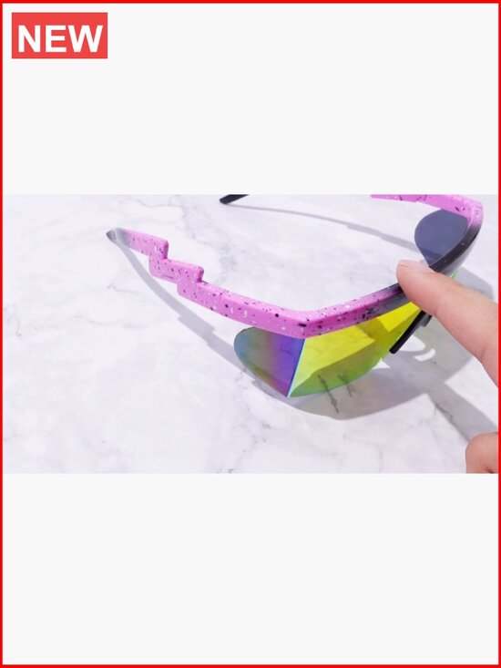 3 Pairs Retro Semi Rimless Sunglasses 80s 90s Zigzag Colored Lens